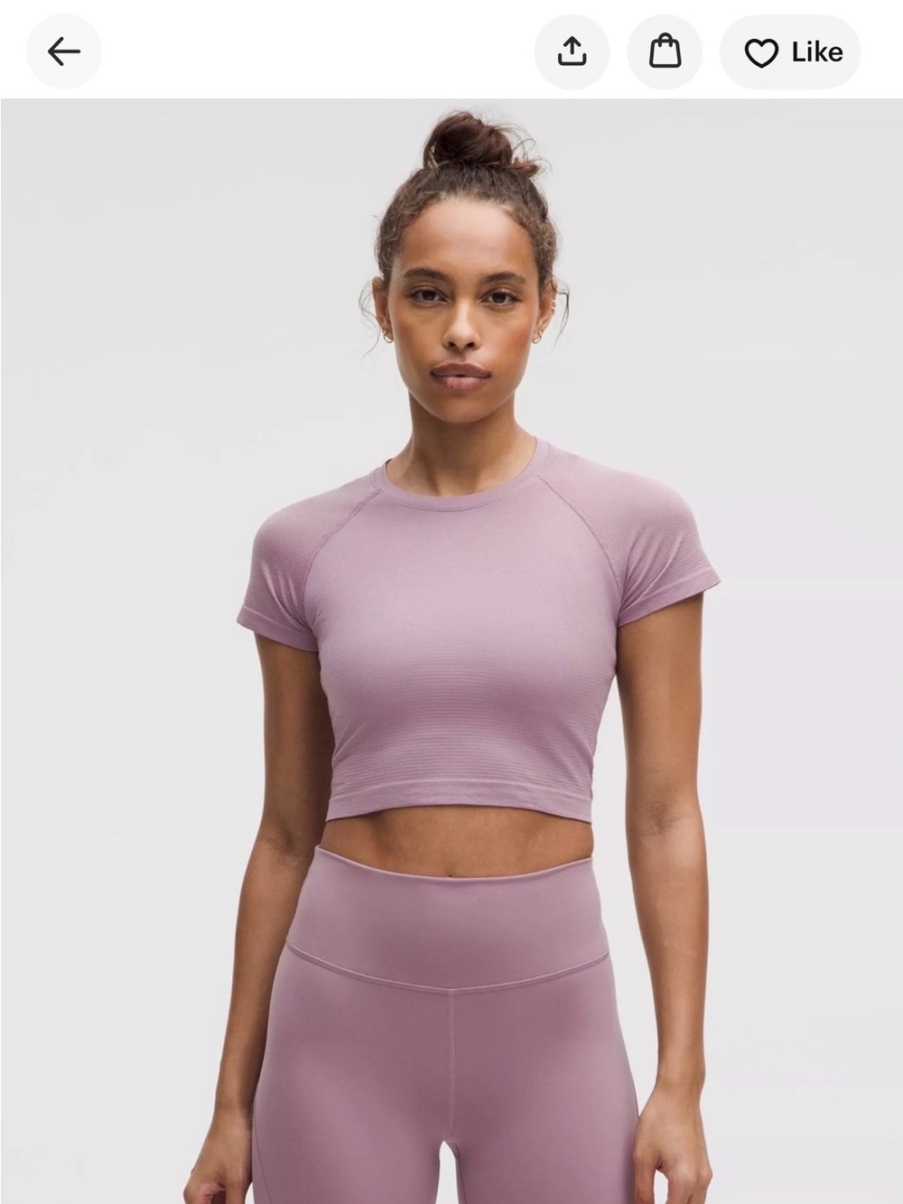 lululemon athletica Mauve Cropped Short Sleeve Active Top